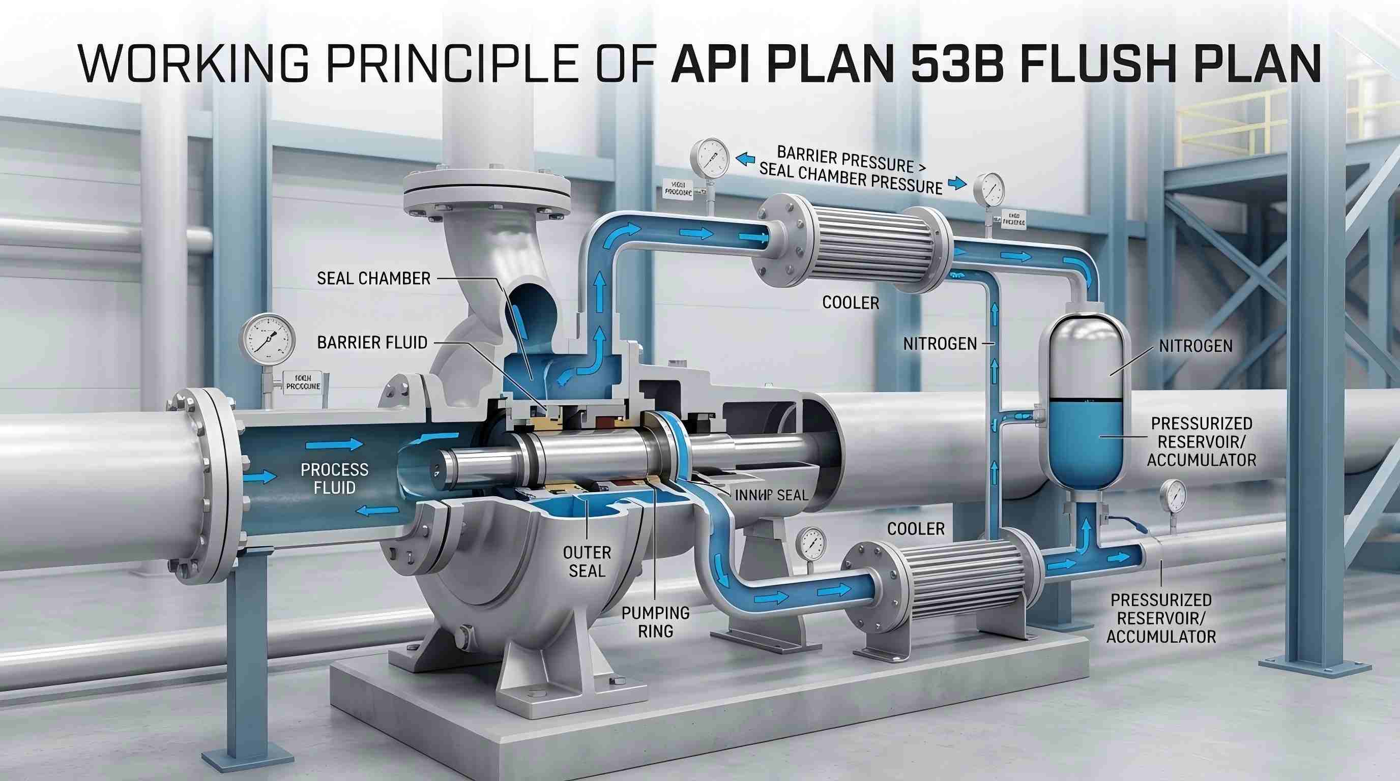 Princípio de funcionamento do API PLAN 53B Flush Plan